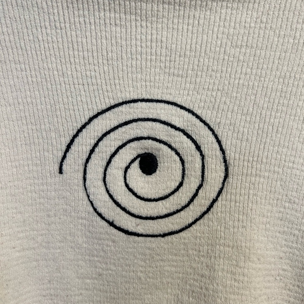 White Turtleneck Sweater with Spiral Design - Picture 2 of 5